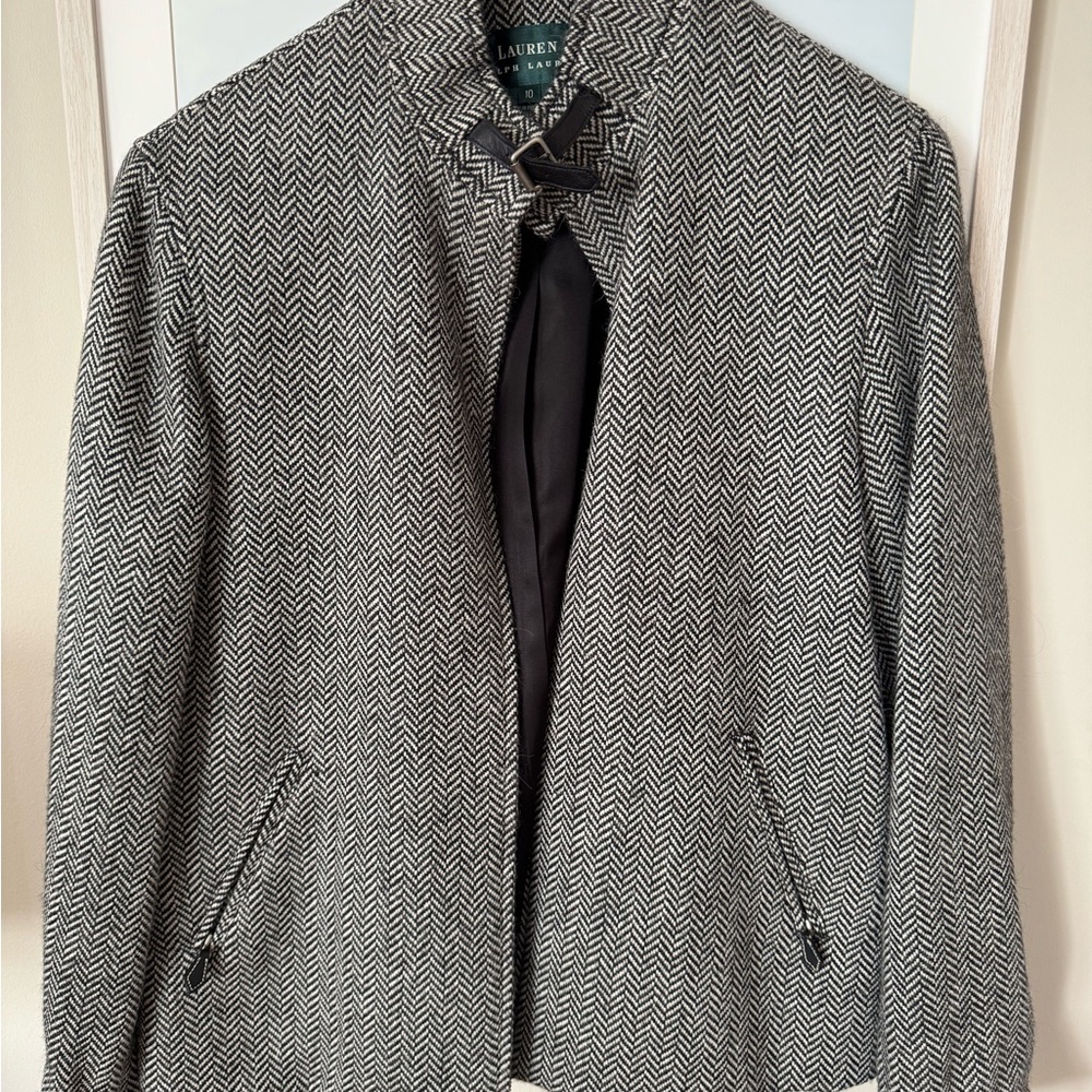Lauren Ralph Lauren Black and White Herringbone Jacket Vintage